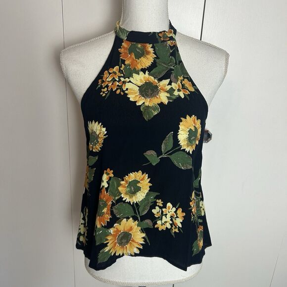 Altar'd State Boho Floral Print High Neck Sleeveless Top Size L Tie Neck Flowy - Picture 1 of 6